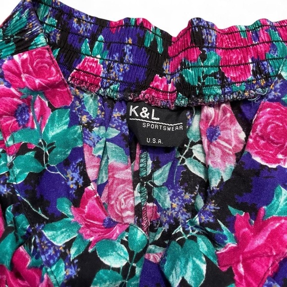 K&L Sportswear Women's 14 Multicolor Floral Pleated Elastic Waist Midi Skirt - Picture 2 of 2